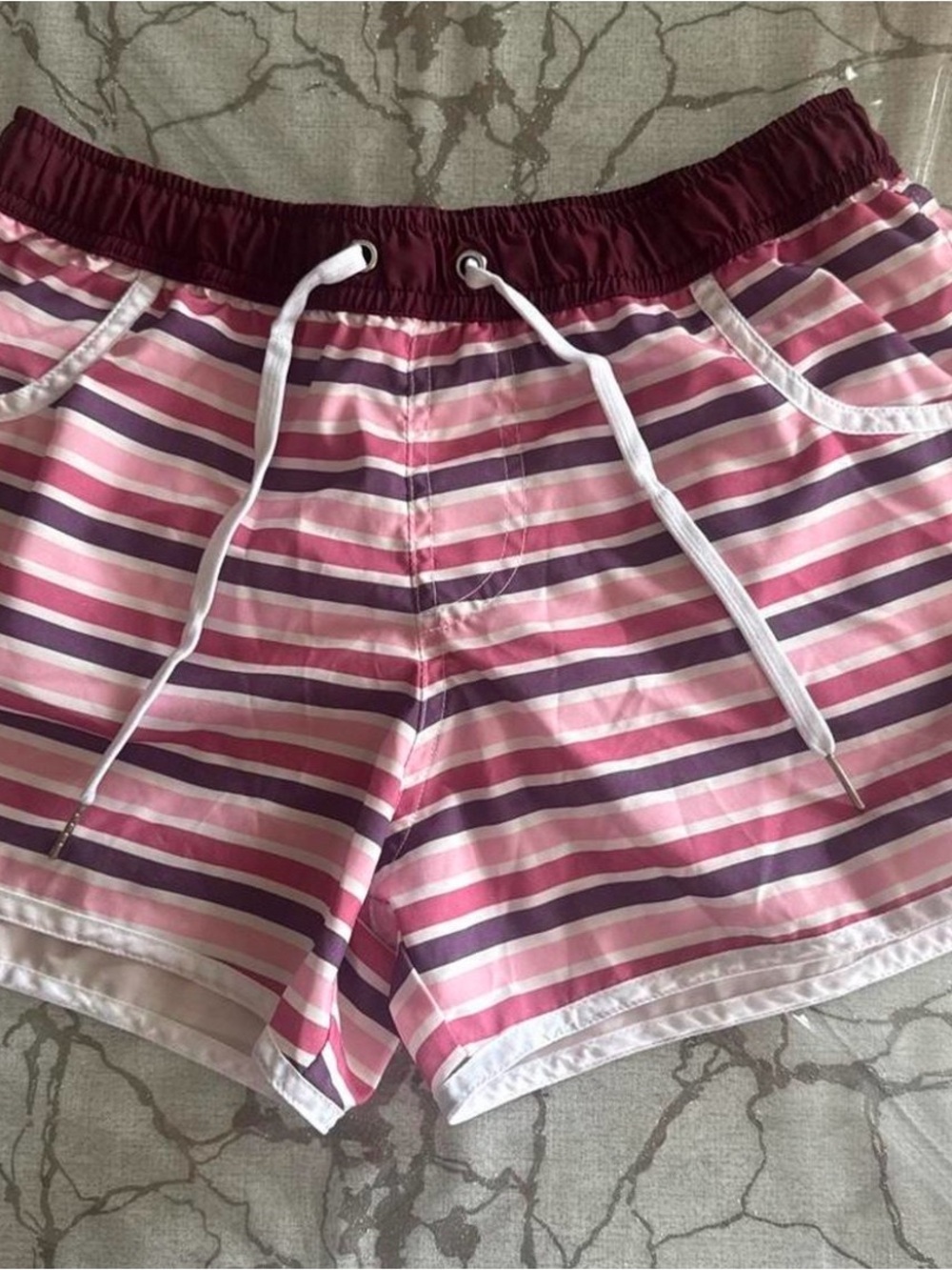 Andrew Christian Pink & Purple Striped Men's Swim Trunks